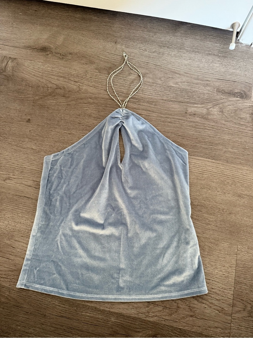 Reformation Light Blue Velvet Halter Top